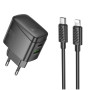 Сетевое зарядное устройство Hoco CS61A 1USB / 1USB-C PD / QC 30W кабель Type-C to Lightning, Black