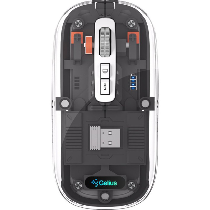 Беспроводная Bluetooth мышь Gelius Aura GP-WM001 Бесшумная, Transparent-Grey