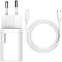 Сетевое зарядное устройство Baseus Super Si TZCCSUP-B02 20W 1Type-C + Cable Type-C to Lightning , White