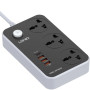 Удлинитель сетевой LDNIO SC3412 3 USB 1 Type-C, 3 розетки 2 м, Black-Grey