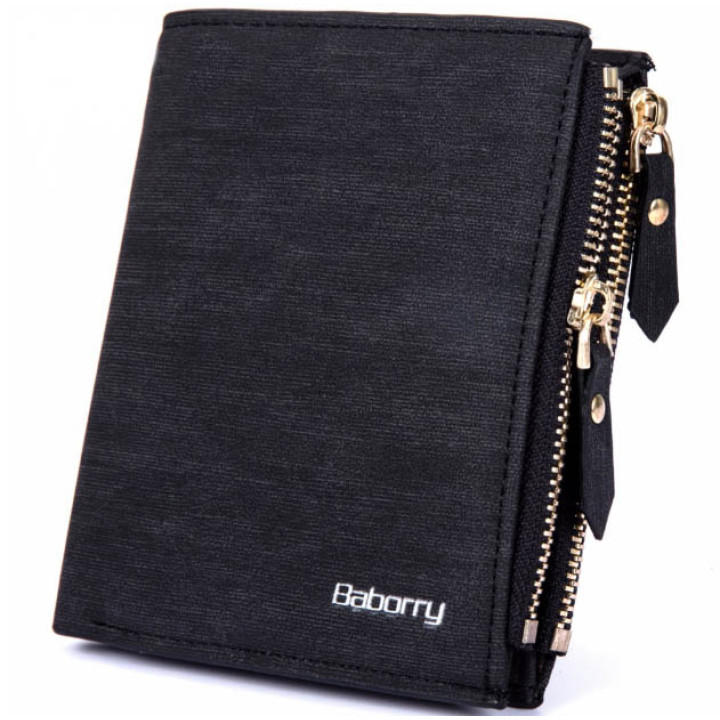 Мужской кошелек с эко-кожи Baborry FQB-07 черный
