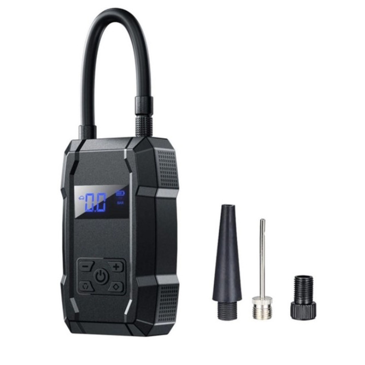 Аккумуляторный автомобильный компрессор Wekome Pi801 2000mAh с насадками, Black