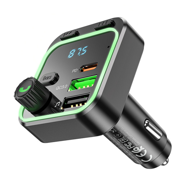 FM - Модулятор Borofone BC53 QC3.0 PD20W car wireless FM transmitter, Black
