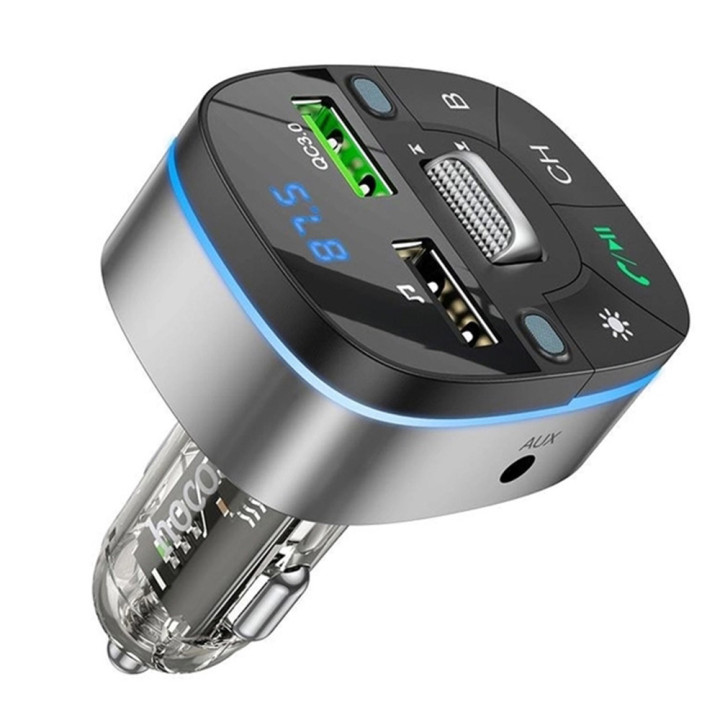 Автомобильное зарядное устройство с FM-модулятором Hoco E71 PD18W QC3.0 BT5.0, Black