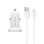 Автомобильное зарядное устройство для Borofone BZ12 2USB 2.4A кабель Lightning 2.4A, White