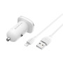 Автомобильное зарядное устройство для Borofone BZ12 2USB 2.4A кабель Lightning 2.4A, White