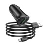 Aвтомобильний зарядное устройство Hoco Z39 2 USB 3А QC3.0 Micro 1м, Black