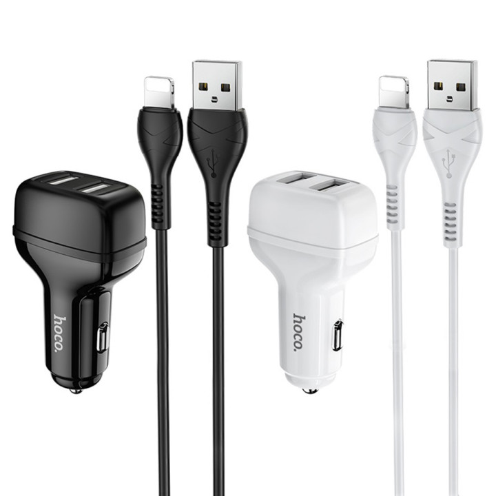 Aвтомобильное зарядное устройство Hoco Z36 2 USB 2,4А Lightning 1м