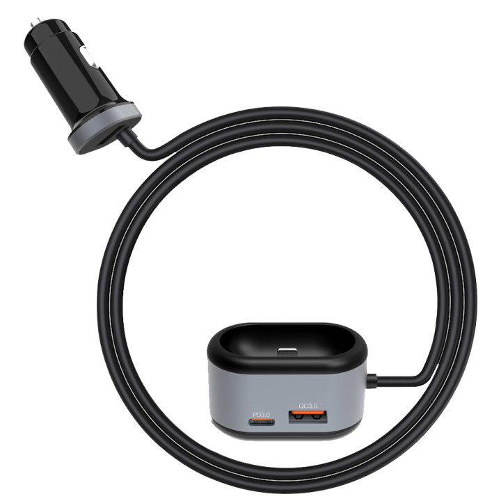 Автомобильное зарядное устройство XO CC29 2 USB 3A QC3.0 PD + зарядка для AirPods, Black