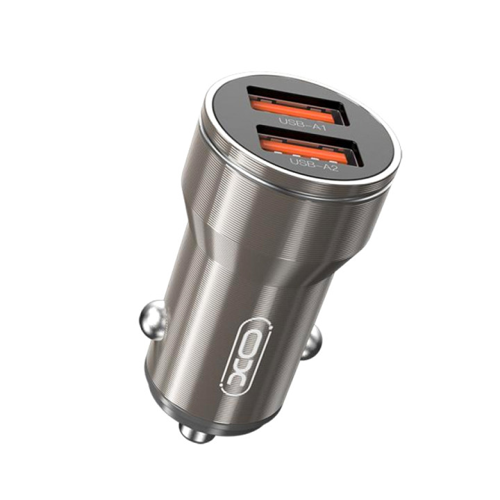 Автомобильное зарядное устройство XO CC48 2 USB 2.4A cable USB-MicroUSB, Gray