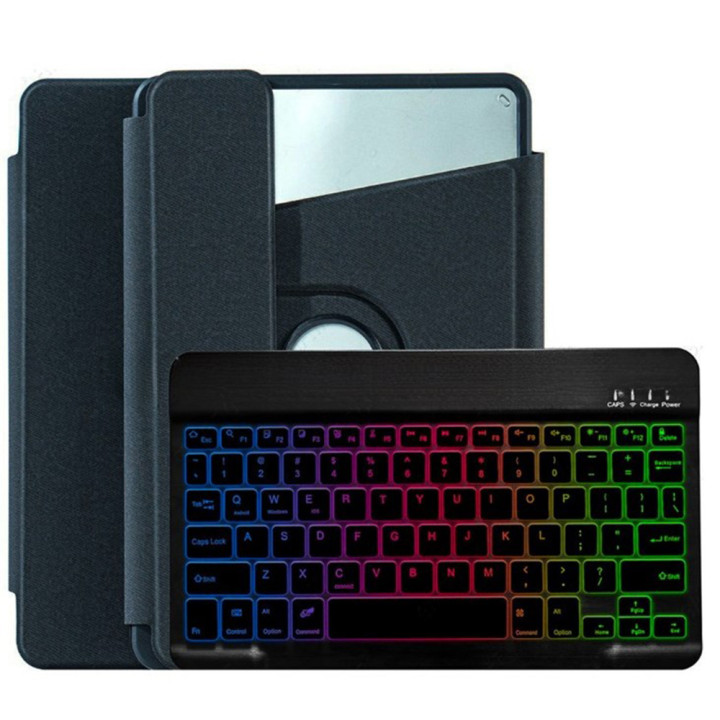 Чехол с Bluetooth-клавиатурой Glass Magnet Flip Cover 360 для Xiaomi Pad 6S Pro с RGB-подсветкой