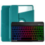 Чехол с Bluetooth-клавиатурой Glass Magnet Flip Cover 360 для Xiaomi Pad 6S Pro с RGB-подсветкой зелёный
