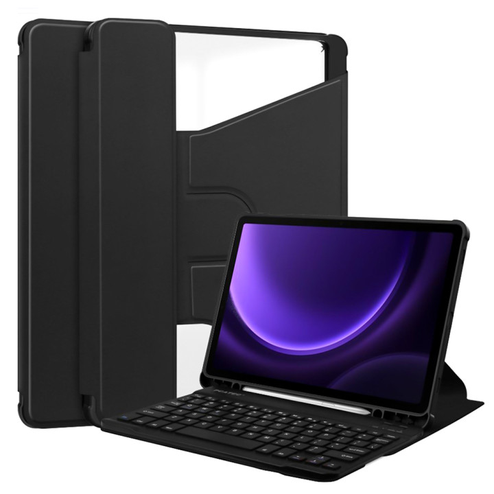 Чехол с Bluetooth - клавиатурой Glass Magnet Flip Cover 360 для Samsung Galaxy Tab S9 Plus / S9 FE Plus