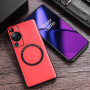 Кожаный чехол - накладка Leather Hybrid Case для Huawei P60 / P60 Pro с металлической вставкой черный