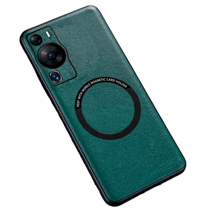 Кожаный чехол - накладка Leather Hybrid Case для Huawei P60 / P60 Pro с металлической вставкой