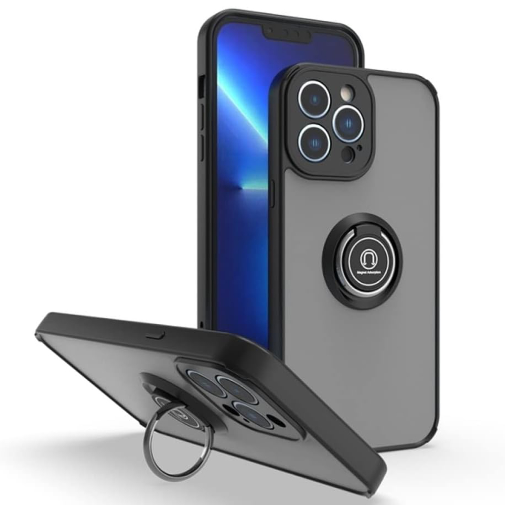 Чехол-накладка TPU Color Matte Ring для iPhone 14 Pro Max чёрный