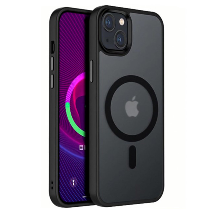 Матовый чехол - накладка Magsafe TPU+PC для Apple iPhone 15 с металлическими кнопками
