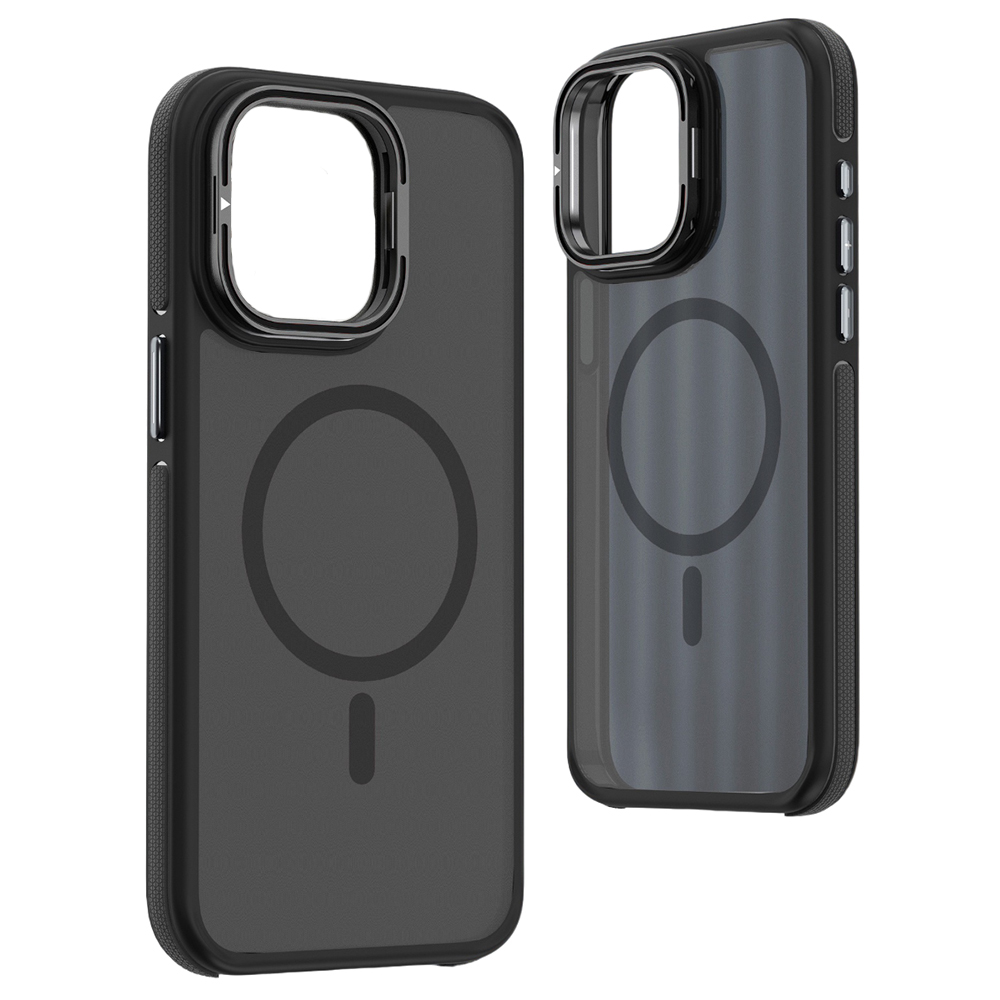 Матовый чехол - накладка Dual Color Camera Stand для iPhone 16 Plus черный