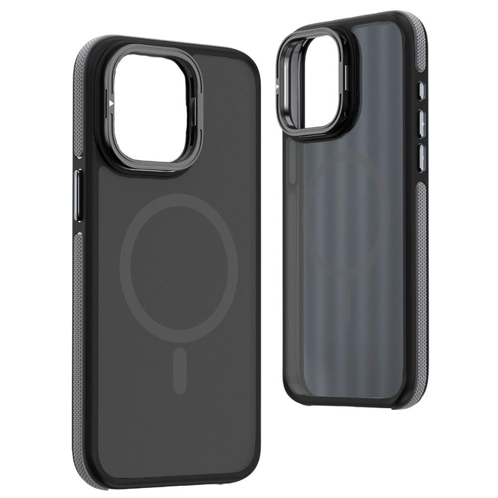 Матовый чехол - накладка Dual Color Camera Stand для iPhone 16 Plus серый