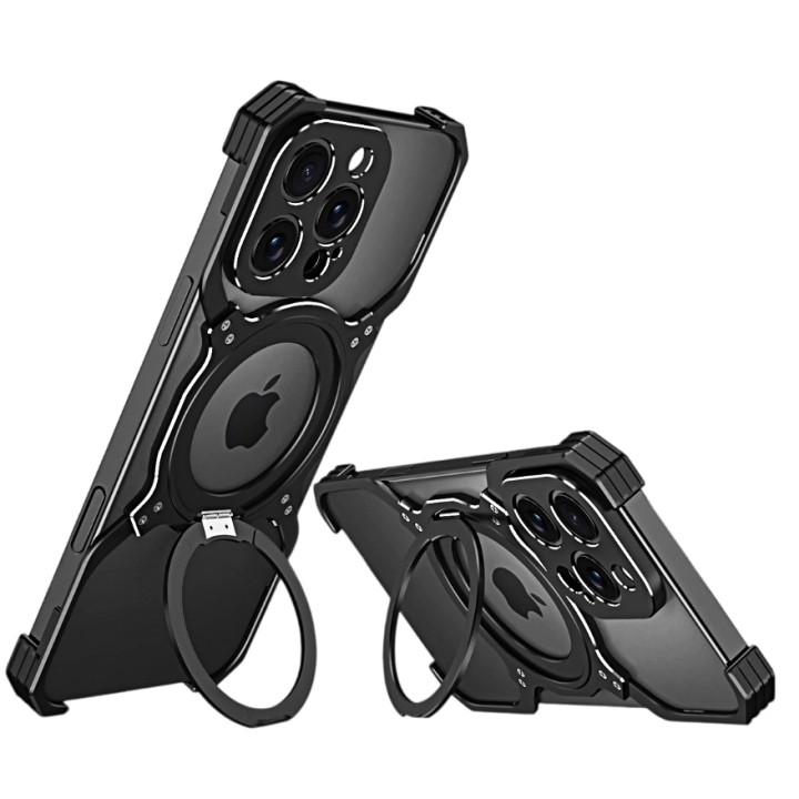 Чехол Metal Bamper with Ring для iPhone 16 Pro с защитой на камеру