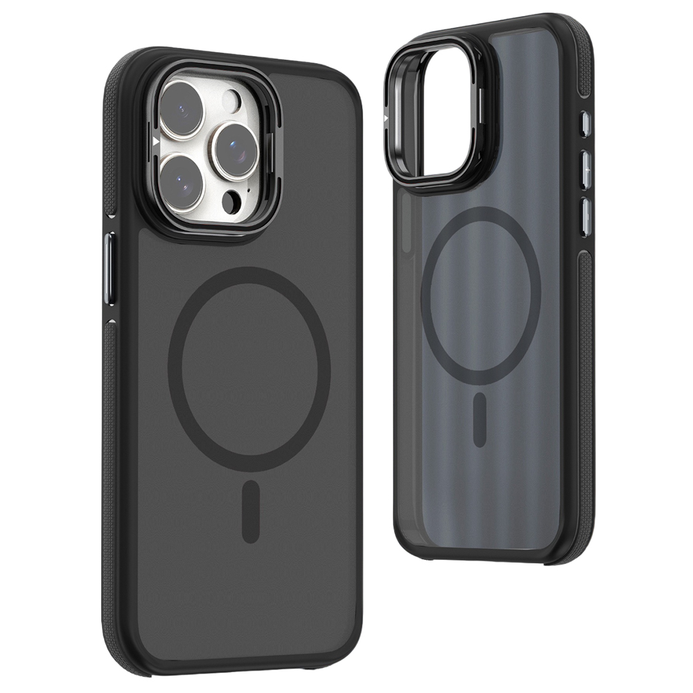 Матовый чехол - накладка Dual Color Camera Stand для iPhone 16 Pro черный