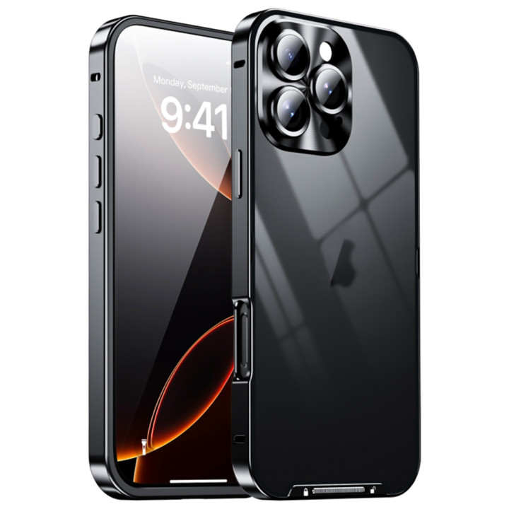 Чехол накладка Metal Glass для iPhone 16​ Pro с дополнительной защитой на камеру