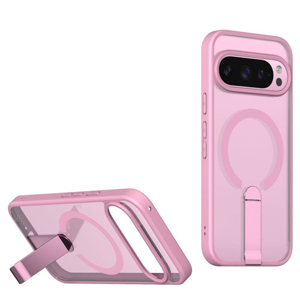 Чехол Color Matte with Metal Stand для Google Pixel 10 Pro XL с поддержкой беспроводной зарядки и выдвижной подставкой розовый