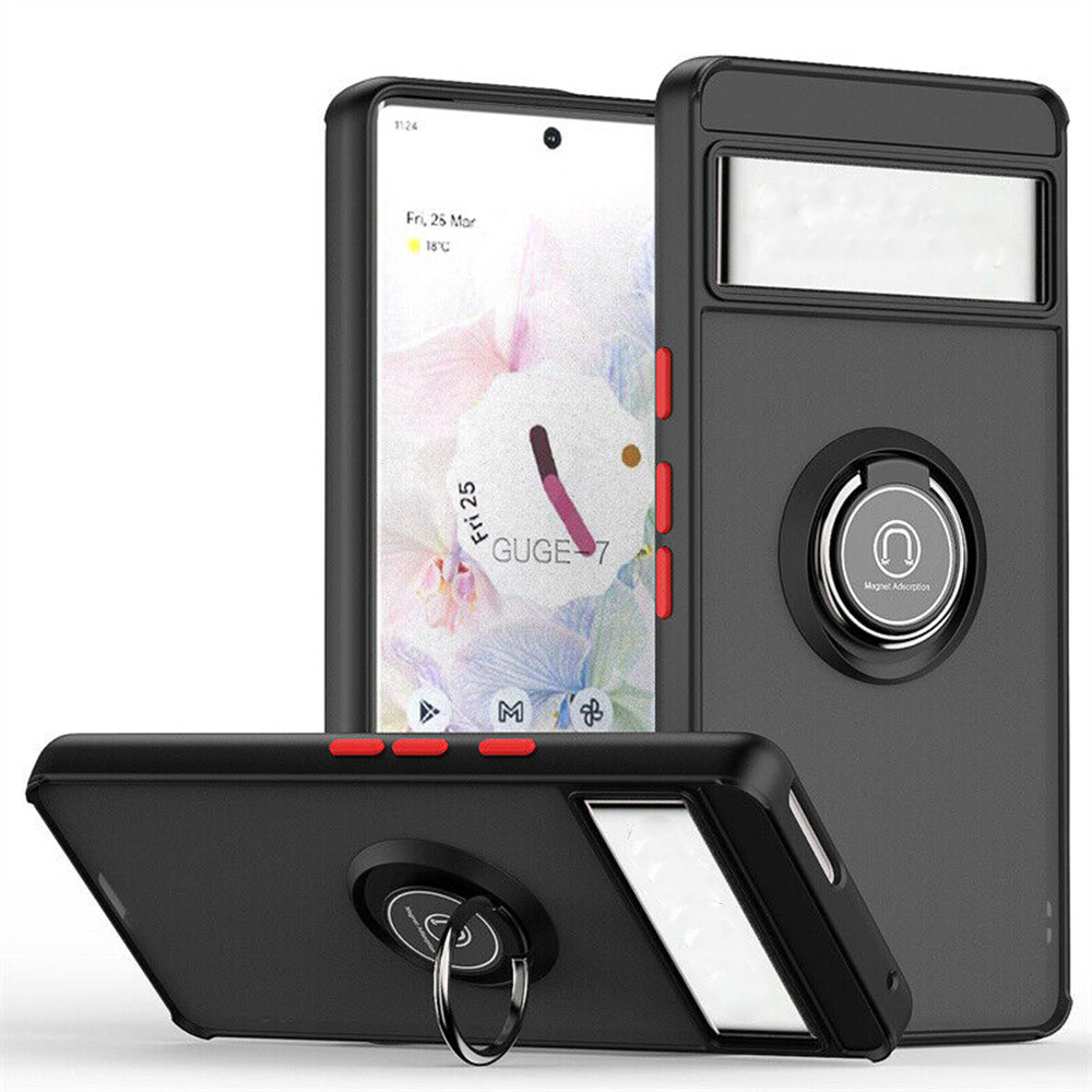 Чехол накладка TPU Color Matte Ring для Google Pixel 8 Pro черно-красный