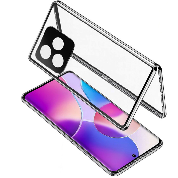 Магнитный чехол Metal Glass 360 для Honor 400 Lite с защитой экрана и камеры