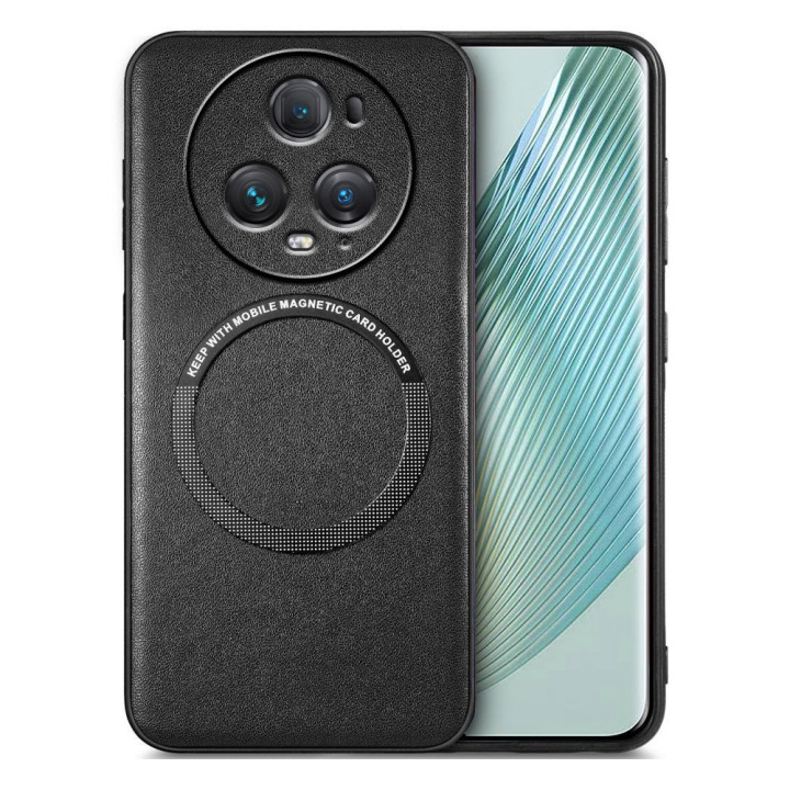 Кожаный чехол - накладка Leather Hybrid Case для Honor Magic5 Pro с металлической вставкой