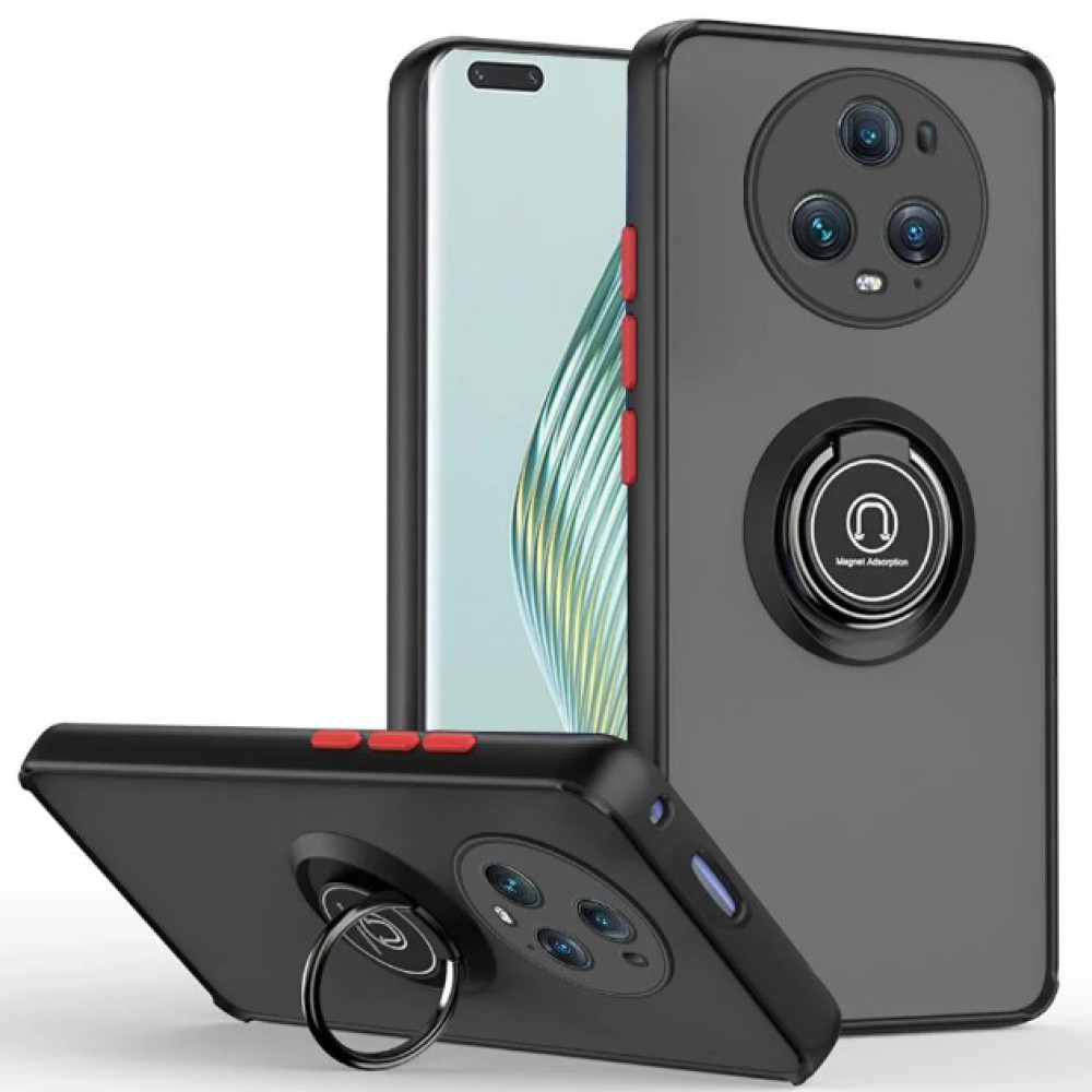 Чехол - накладка TPU Color Matte Ring для Honor Magic5 Pro черный с красным