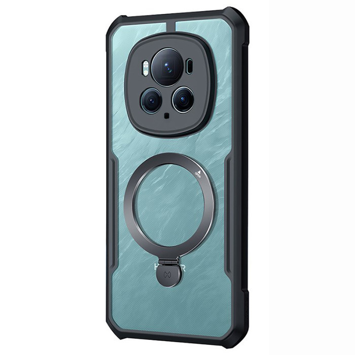 Противоударный чехол XUNDD Texture with Ring для Honor Magic6 Pro с магнитным кольцом – подставкой, Black