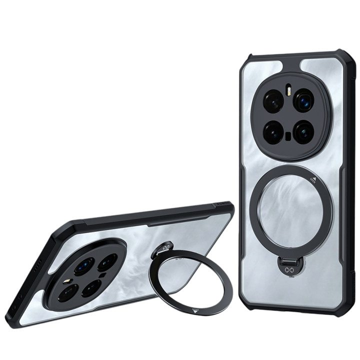 Противоударный чехол XUNDD Texture with Ring для Honor Magic7 Pro с магнитным кольцом – подставкой, Black