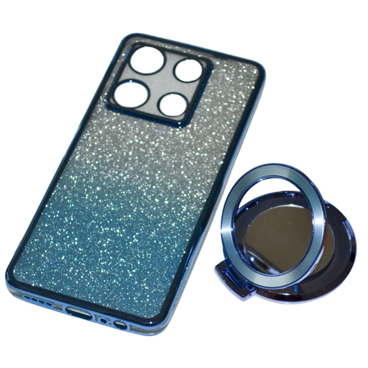 Силиконовый чехол накладка Glitter Case для Infinix Note 30 Pro 4G​ с металлическим кольцом-зеркалом в комплекте