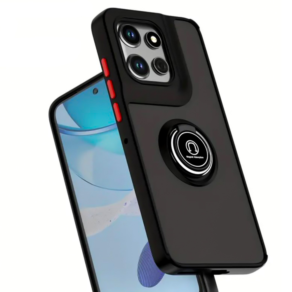 Чехол - накладка TPU Color Matte Ring для Motorola Moto G15 / G15 Power черно-красный