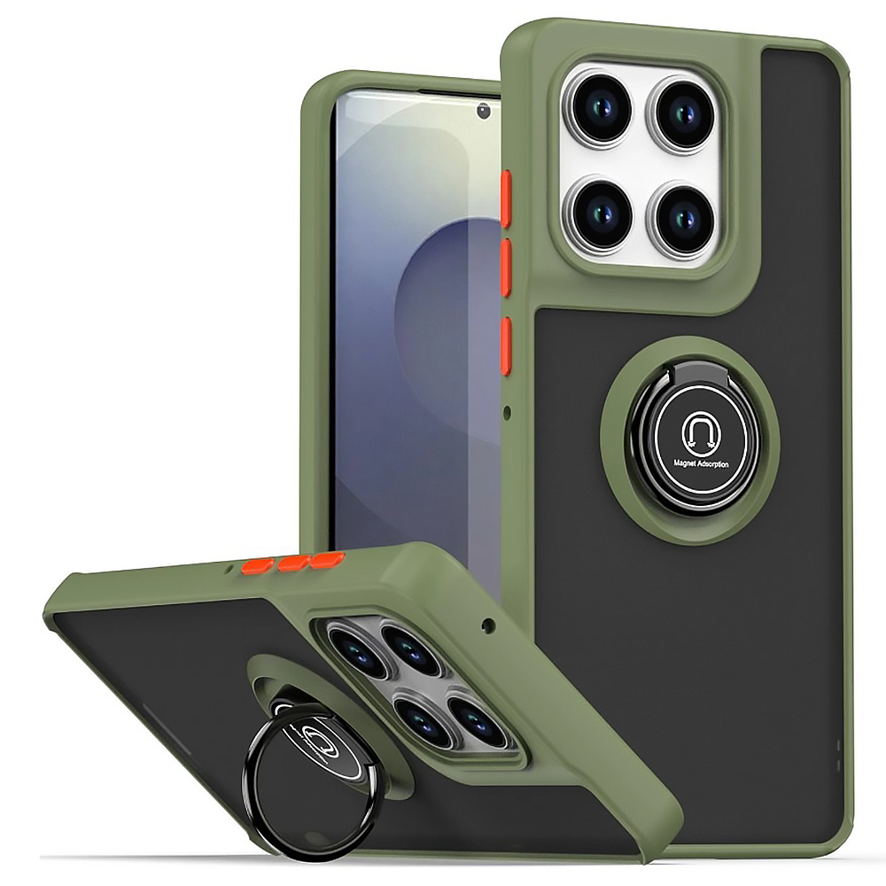 Чехол TPU Color Matte Ring для Motorola Edge 60 с кольцом - подставкой оливковый 