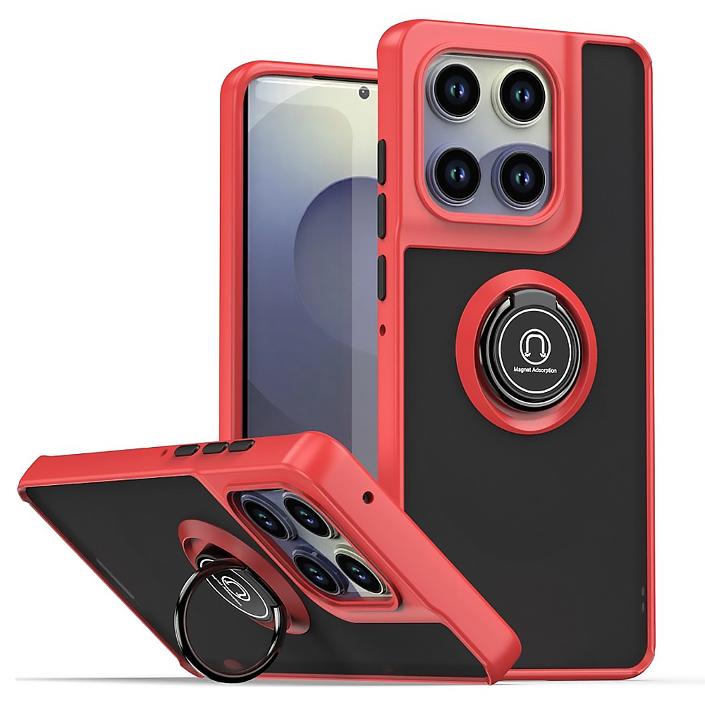 Чехол TPU Color Matte Ring для Motorola Edge 60 с кольцом - подставкой красный