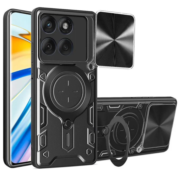 Чехол Omeve Magnetic Ring для Motorola Edge 60 / Edge 60 Fusion​ с защитной шторкой на камеру