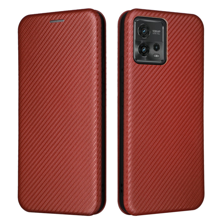 Чехол-книжка Carbon Fiber Texture для Motorola Moto G72