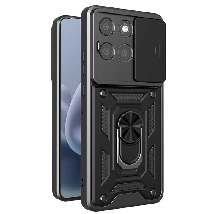 Чехол Ricco Camera Sliding для Motorola Moto G86 с защитной шторкой на камеру и металлическим кольцом