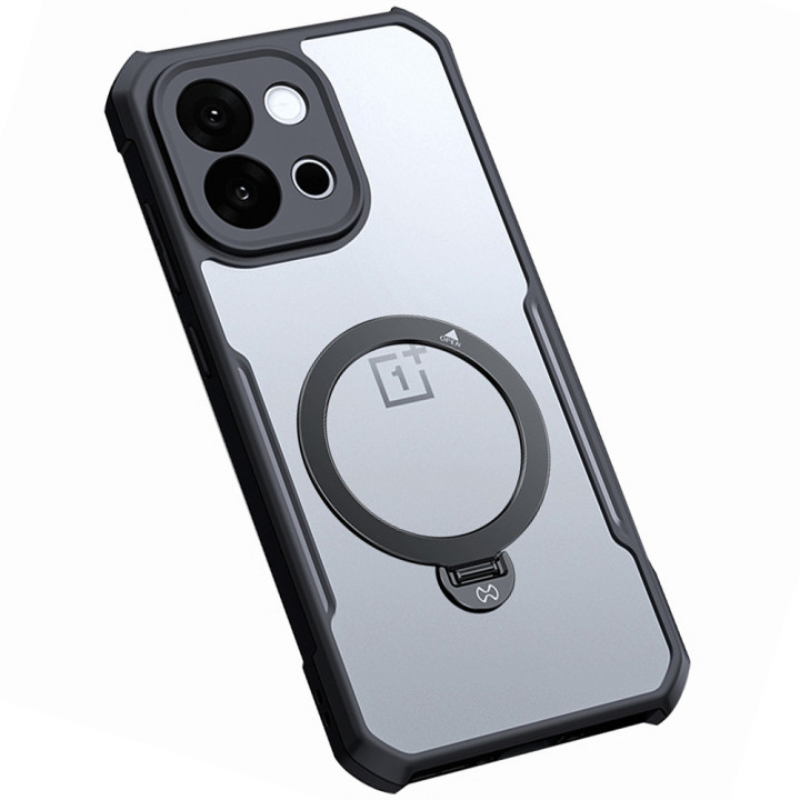 Противоударный чехол XUNDD Texture with Ring для OnePlus 13T​ с магнитным кольцом – подставкой, Black
