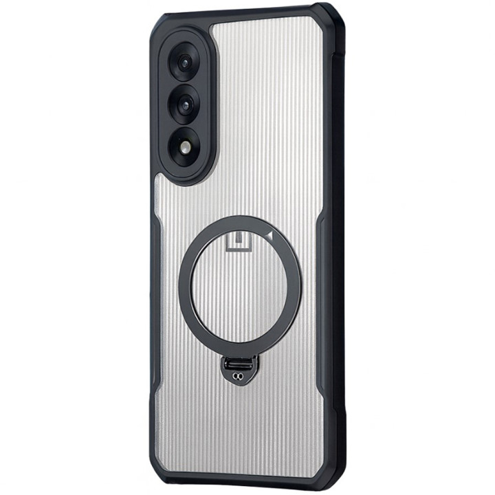 Противоударный чехол XUNDD Texture with Ring для OnePlus Nord 5 / Ace 5 Ultra с магнитным кольцом – подставкой, Black