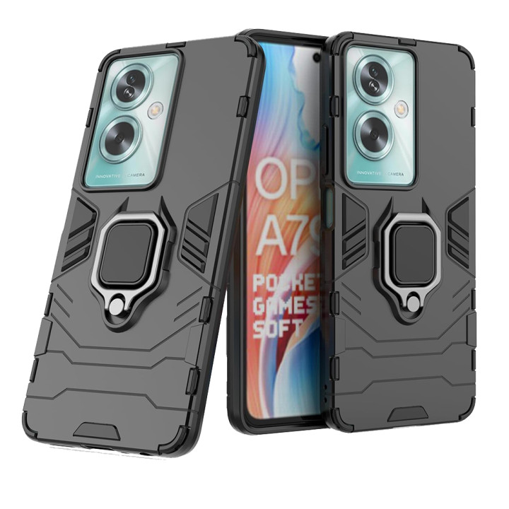 Чехол Ricco Black Panther Armor для OnePlus Nord N30 SE 5G / Oppo A79 5G с кольцом - подставкой