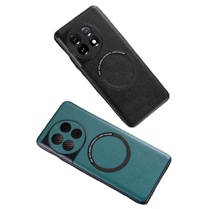 Кожаный чехол - накладка Leather Hybrid Case для OnePlus 11 с металлической вставкой