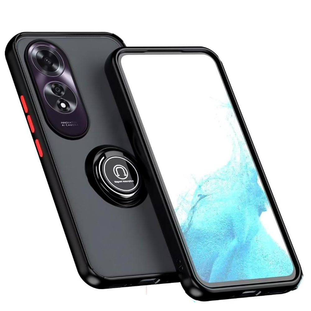 Чехол - накладка TPU Color Matte Ring для Oppo A60 черный с красным