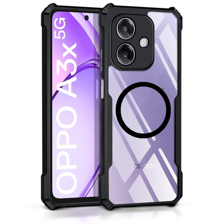 Противоударный чехол - накладка Acryl Armor Ring для Oppo A3X / A3 4G / A40m, Black