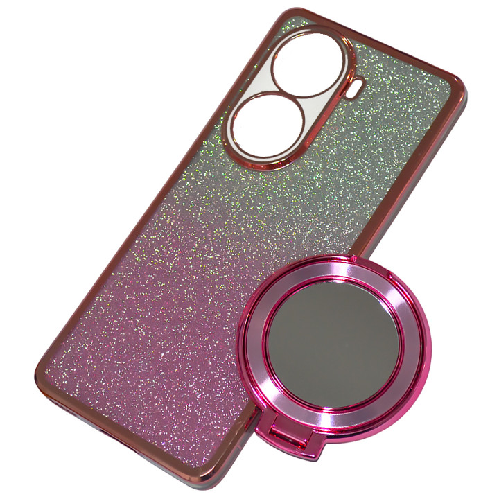 Силиконовый чехол Glitter Case для Oppo Reno11 с металлическим кольцом - зеркалом