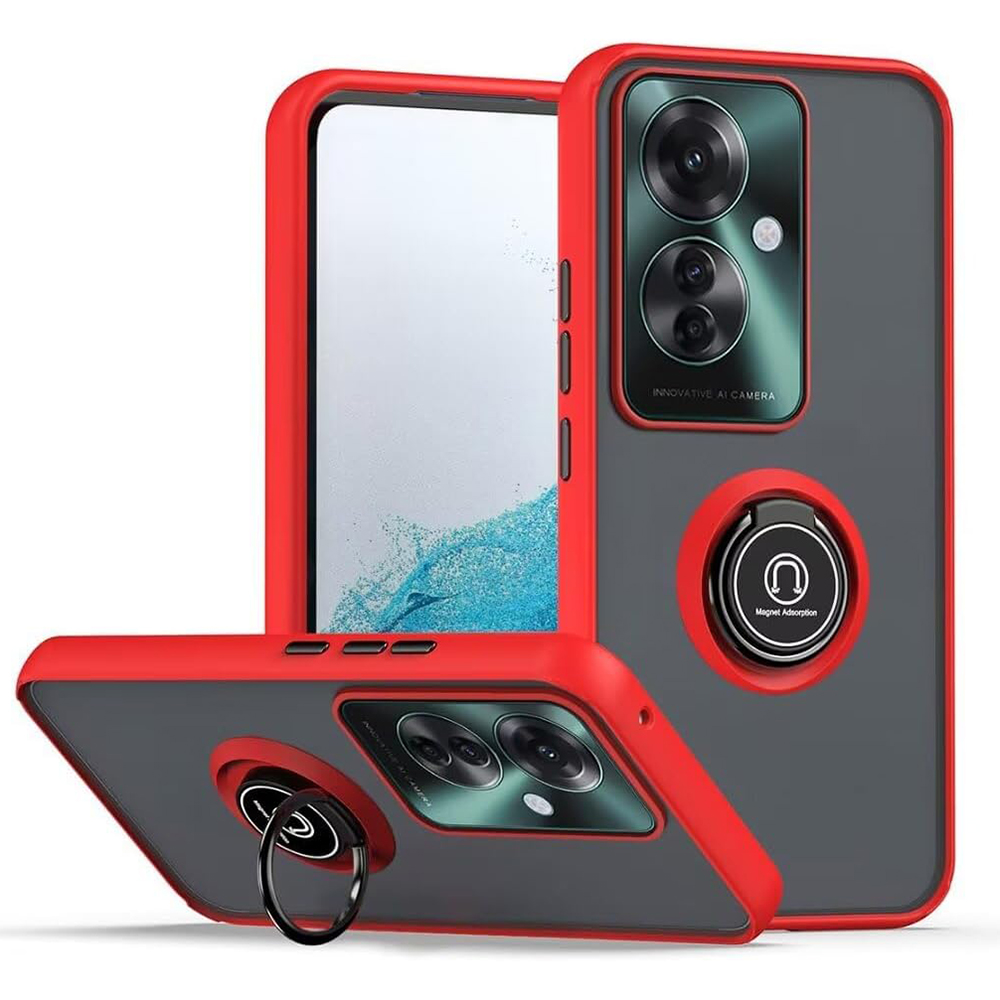 Чехол - накладка TPU Color Matte Ring для Oppo Reno11 F красный