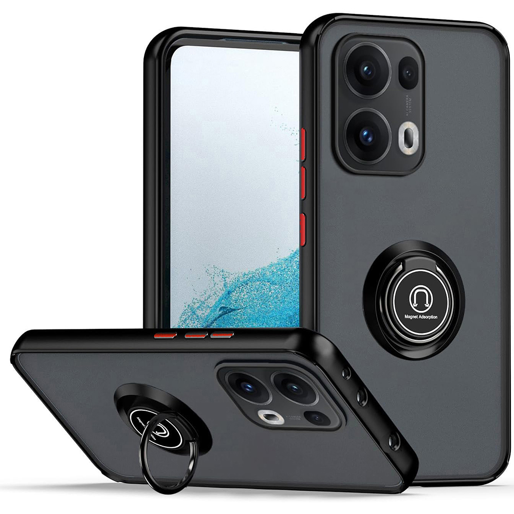 Чехол - накладка TPU Color Matte Ring для Oppo Reno13 Pro черный с красным