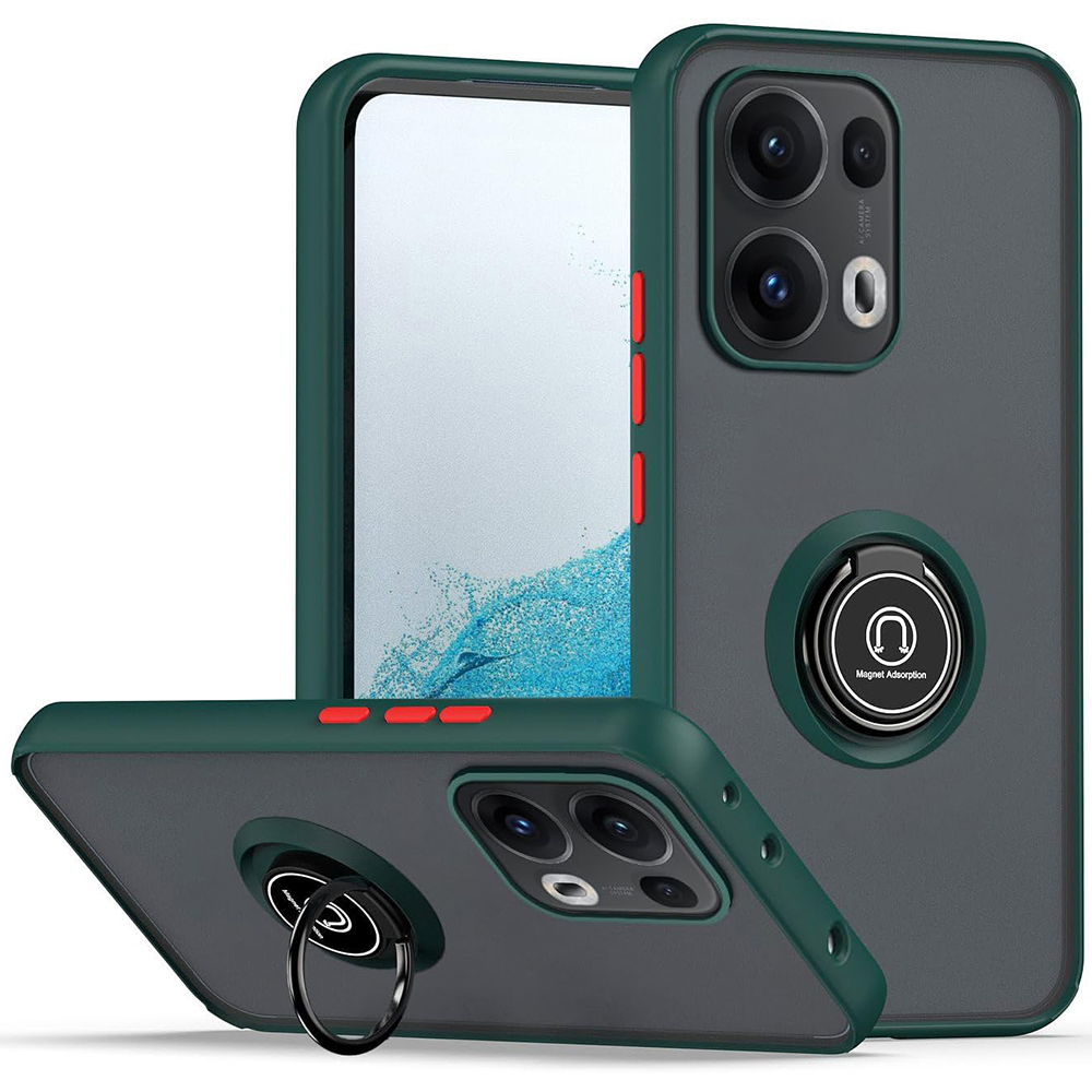 Чехол - накладка TPU Color Matte Ring для Oppo Reno13 Pro зеленый